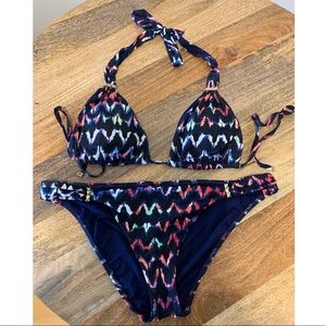 BCBG Indigo Tie Dye Wave Bikini